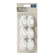 Wieszaki łazienkowe - Wieszak samoprzylepny Niko plastikowy owalny 6 sztuk biały - miniaturka - grafika 1