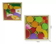 Zabawy w naśladowanie dorosłych - Owoce, Warzywa Układanka Drewniana 16,5Cm 12 Elementów 7252-2/3 Mix Cena Za 1 Szt (Hpa118) - miniaturka - grafika 1