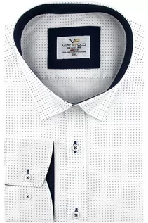 Koszule męskie - Koszula Męska Elegancka Wizytowa do garnituru biała w kropki z długim rękawem w kroju REGULAR Viadi Polo B587 - grafika 1