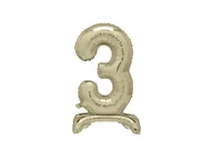 Balony i akcesoria - Balon foliowy stojący cyfra 3 złoty - 76 cm - 1szt. - miniaturka - grafika 1