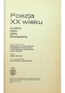 Poezja XX wieku Austria NRD RFN Szwajcaria - Poezja - miniaturka - grafika 1