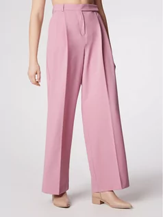 Spodnie damskie - Simple Spodnie materiałowe SPD019 Różowy Regular Fit - grafika 1