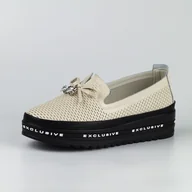 Półbuty damskie - Beżowe skórzane półbuty damskie na platformie S.Barski 400 - S.BARSKI - miniaturka - grafika 1