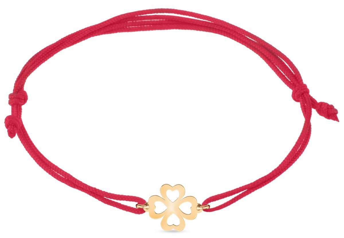 DAMSKA ZŁOTA BRANSOLETKA NA SZNURKU KONICZYNKA NA SZCZĘŚCIE 8KT 333