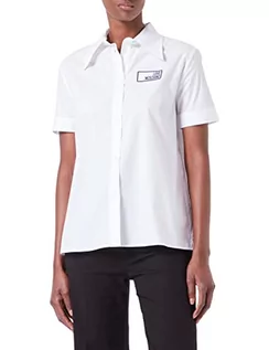 Koszule damskie - Love Moschino Damska koszula z krótkim rękawem Boxy Fit in Stretch Cotton Shirt, optical white, 40 - grafika 1