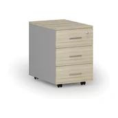 Szafki biurowe - Kontenerek biurowy mobilny PRIMO GRAY, 3 szuflady, szary/dąb naturalny - miniaturka - grafika 1