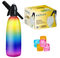 Saturatory - Saturator syfon do wody ART Quick Soda 1 l tęczowy + 25 naboi + 5 kostek lodu - miniaturka - grafika 1
