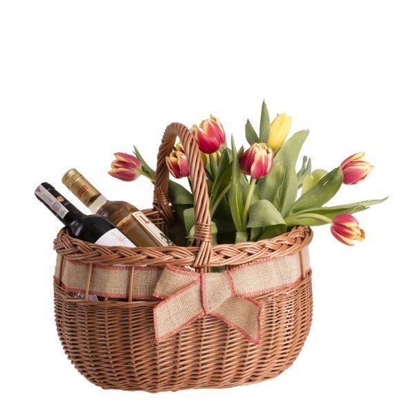 Wiklinowy Kosz na Zakupy w Kolorze Naturalnym 38x28 H 24/36 cm-uniwersalny