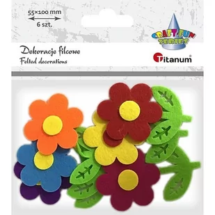 Filcowe kwiaty 3D 55x100mm mix 6szt - Titanum - Zabawki kreatywne - miniaturka - grafika 1