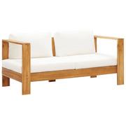 Ławki ogrodowe - vidaXL Sofa ogrodowa z poduszką, 140 cm, lite drewno akacjowe, kremowa - miniaturka - grafika 1