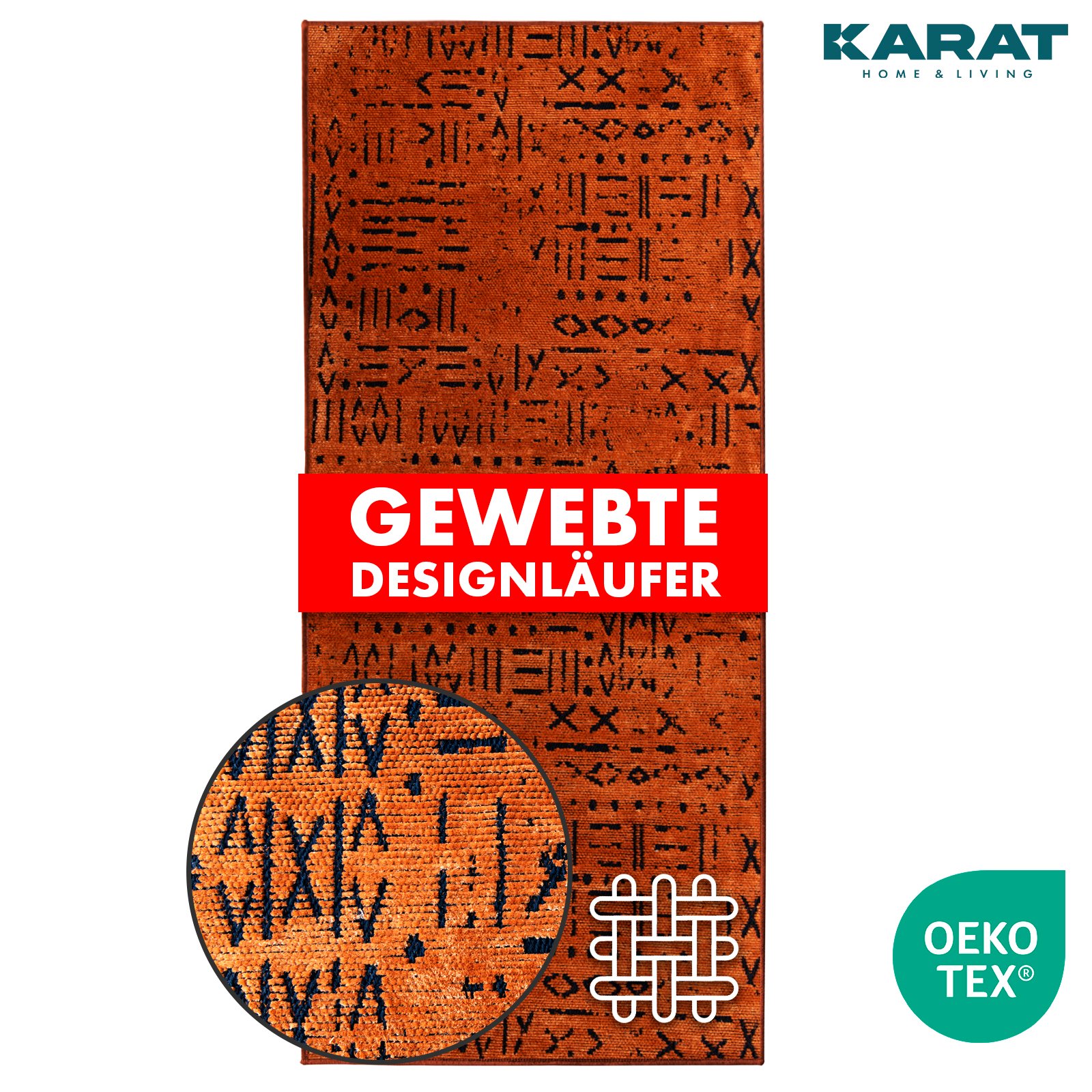 Bieżnik dywanowy Vena Wysokiej jakości splot żakardowy z wzorem Terra 80 x 150 cm