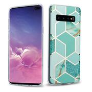 Etui i futerały do telefonów - Pokrowiec Etui Do Samsung Galaxy S10 PLUS w Zielono Jasnozielono Złoty Marmur No. 3 Obudowa Case Cover Silikon Plecki Cadorabo - miniaturka - grafika 1