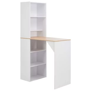 vidaXL Stolik barowy z szafką, biały, 115 x 59 x 200 cm - Ławy i stoliki kawowe - miniaturka - grafika 1