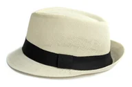 Czapki męskie - Kapelusz Damski Męski Trilby Słomkowy Plażowy Miejski Lekki Letni Ecru 56 - miniaturka - grafika 1
