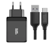 Ładowarki do telefonów - Silver Monkey Ładowarka sieciowa GaN 65W + kabel USB-C  2m. - miniaturka - grafika 1