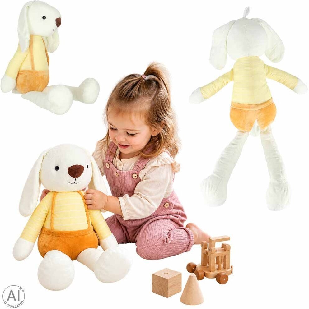 Golden Bear Maskotka pluszak przytulanka królik w żółtych spodenkach 70 cm
