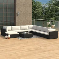 Meble ogrodowe - vidaXL 9 częściowy zestaw wypoczynkowy do ogrodu poduszki rattan PE czarny 46774 46774 - miniaturka - grafika 1