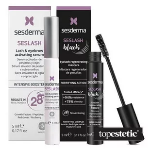 Sesderma Seslash + Seslash Black ZESTAW Serum aktywujące wzrost rzęs i brwi 5 ml + Regenerujący tusz do rzęs 5 ml - Palety i zestawy do makijażu - miniaturka - grafika 1