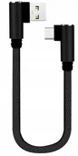 Kable USB - KABEL USB-C 3A QC 10W przewód MIĘKKI KĄTOWY 25 CM 480Mbps SZYBKI PRZESYŁ - miniaturka - grafika 1