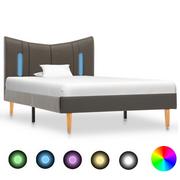 Łóżka - vidaXL Rama łóżka z LED, antracytowa, sztuczna skóra, 100 x 200 cm - miniaturka - grafika 1