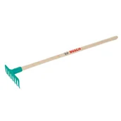 Zabawki interaktywne dla dzieci - Klein 2718 Grabie Bosch z drewnianym trzonkiem - miniaturka - grafika 1