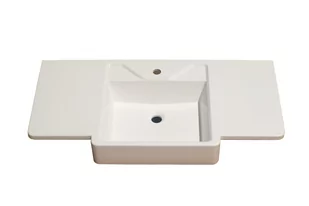 Umywalka wpuszczana w blat, asymetryczna, biała, 104,8 x 50,3 cm - Umywalki - miniaturka - grafika 1