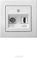 Gniazdka elektryczne - Liregus SOCKET HDMI+TV-002-01 WHITE - miniaturka - grafika 1