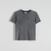 Koszulki i topy damskie - Reserved - T-shirt z efektem sprania - Szary - miniaturka - grafika 1