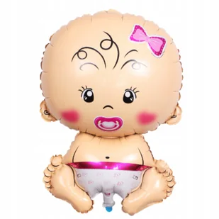 BALON FOLIOWY BOBAS DZIECKO DZIEWCZYNKA GIRL BABY SHOWER BALONY RÓŻOWE - Baby shower i roczek - miniaturka - grafika 1