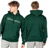 Bluzy męskie - Y4277 Bluza Champion z Kapturem Męska Zielona Kangurek Bawełna Ciepła XL - miniaturka - grafika 1