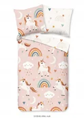 Pościel dla dzieci - Pościel dla dziecka jednorożec konik kucyk tęcza 135x200 mikrofibra miękka - miniaturka - grafika 1