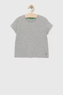 Koszulki i topy damskie - United Colors of Benetton t-shirt bawełniany dziecięcy kolor szary gładki - grafika 1