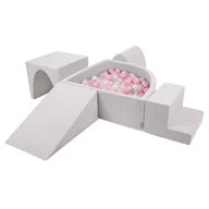 Zabawki do kąpieli - KiddyMoon Piankowy plac zabaw PPZP-TR30D-125 z piłeczkami jasnoszary: pudrowy róż-perła-transparent basen 200/klin L/górka/tunel/schodek Zabawka pla.. - miniaturka - grafika 1