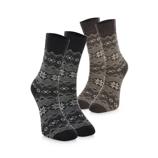 CREA SOCKS, skarpetki zimowe, WEŁNA ALPAKI, 2 pary, 36/40 - Skarpetki damskie - miniaturka - grafika 1