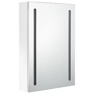 Lumarko Szafka łazienkowa z lustrem i LED, lśniąca biel, 50x13x70 cm - Szafki łazienkowe - miniaturka - grafika 4