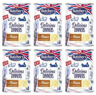 BUTCHER'S Delicious Dinners z dziczyzną kawałki w galaretce 24x400g (kot) - Mokra karma dla kotów - miniaturka - grafika 2