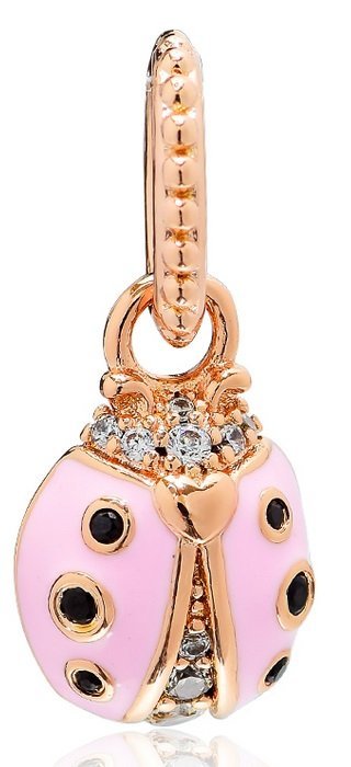 Złota biedronka róż rose gold charms srebro s925