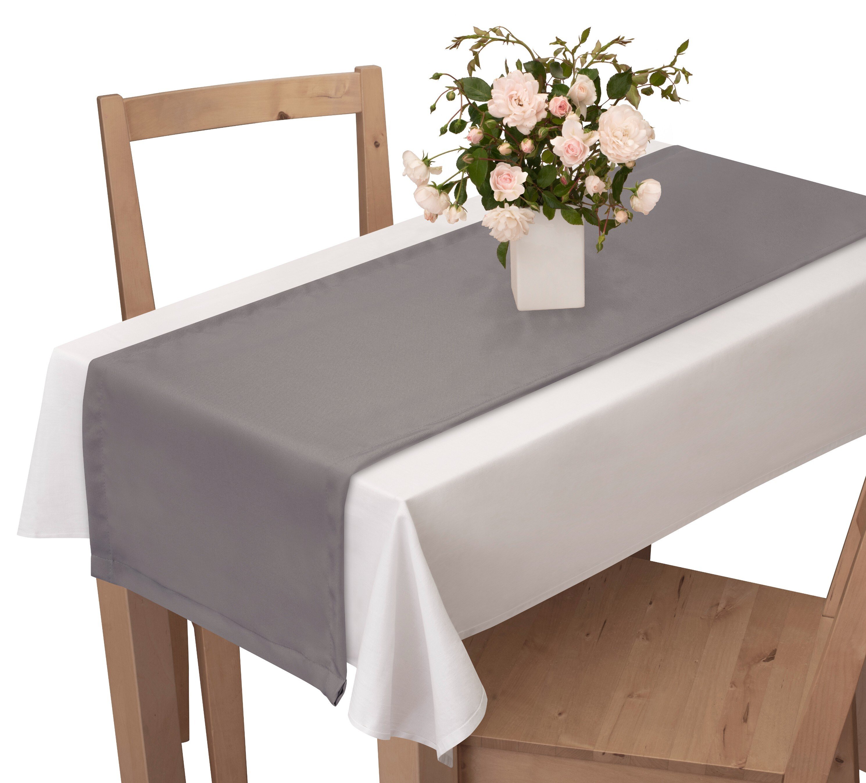 Voppi Szary bieżnik na stół 40x220 cm ołówkowa szarość