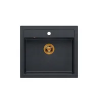 Zlewozmywaki - QUADRON Zlewozmywak BILL 110 black diamond/elementy miedziane HCQB6054U8_PVDC1 - miniaturka - grafika 1