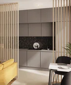 Panele ścienne i boazeria - 275x51x7 cm LD (Dąb sonoma) ścianka z lameli wolnostojących - aranżacja ażurowa 3D - miniaturka - grafika 1