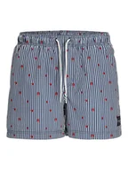 Kąpielówki męskie - Jack & Jones Szorty kąpielowe "Maui" w kolorze granatowo-białym - miniaturka - grafika 1