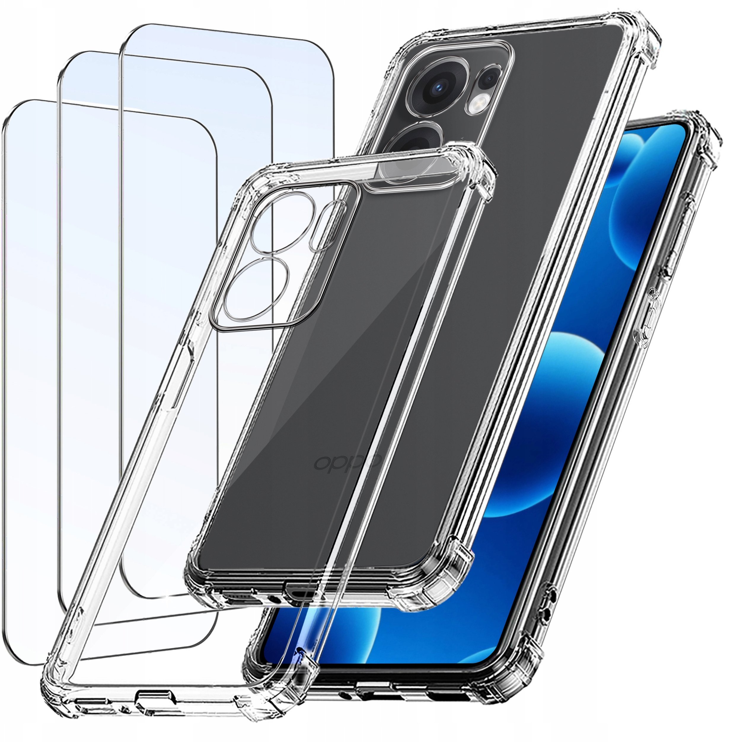 ZESTAW Etui do Oppo Reno 13 FS 5G F 5G ANTI-SHOCK CLEAR 3 SZTUKI SZKŁO