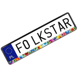 Nakładka Folk na tablicę rejestracyjną - wzory łowickie - biała Folkstar - Akcesoria motoryzacyjne - miniaturka - grafika 1