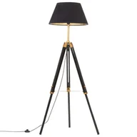 Lampy stojące - VidaXL Lampa podłogowa na trójnogu, czarno-złota, drewno, 141 cm 288076 - miniaturka - grafika 1