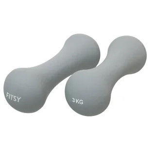 Fitsy, Hantle Neoprenowe, Szare, 2 x 3 kg - Hantle i ciężarki - miniaturka - grafika 1