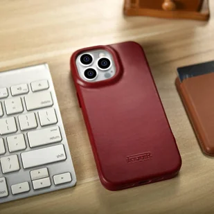 iCarer CE Oil Wax Premium Leather Folio Case skórzane etui iPhone 14 Pro Max z klapką magnetyczne MagSafe czerwony (AKI14220708-RD) - Etui i futerały do telefonów - miniaturka - grafika 27