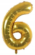 Balony i akcesoria - Duża CYFRA balon XXL 100 cm GOLD złoty urodziny 6 - miniaturka - grafika 1