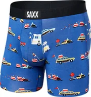 Majtki męskie - SAXX Bokserki męskie szybkoschnące SAXX VIBE Boxer Brief - pojazdy - niebieskie S - miniaturka - grafika 1