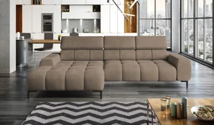 Narożnik tapicerowany w kształcie litery L lewy Narożnik z funkcją spania Sofa z funkcją spania mała 3-osobowa Regulowane zagłówki i siedzisko Tkanina: SALVADOR 177x270x99 cm Jasnobrązowy - Narożniki - miniaturka - grafika 1