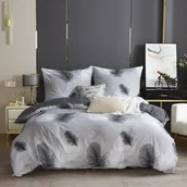 Pościel - Szara Pościel w Pióra Satyna Bawełniana 220x200 Y017 - miniaturka - grafika 1